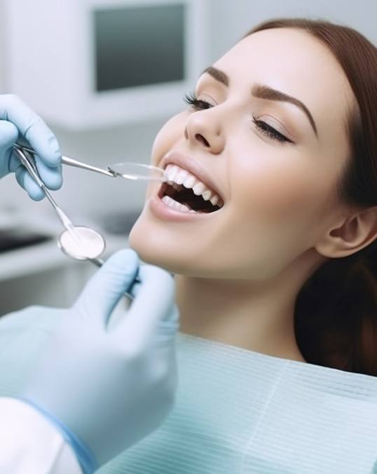 Woman receiving cosmetic dentistry