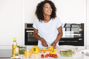 person cooking healthy food