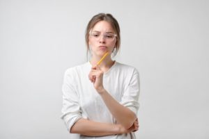 woman with puzzled expression 