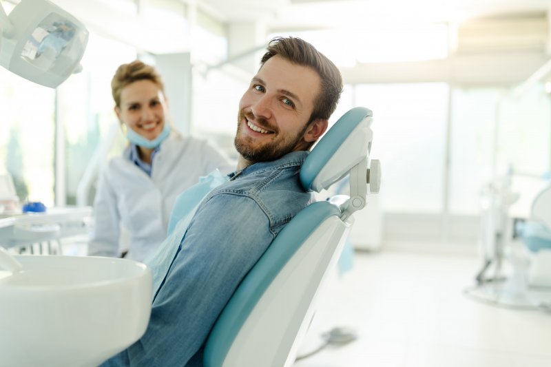 Patient talking to a dentist